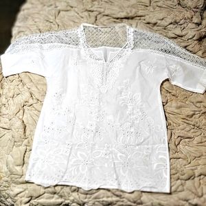 NWOT JrXL Crochet Cotton Tunic